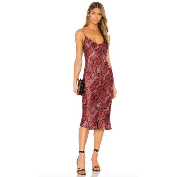 L'AGENCE Dresses & Skirts - Revolve L’AGENCE  Red Snakeskin Print Jodie Slip Dress 100% Silk Charmeuse Sz 2